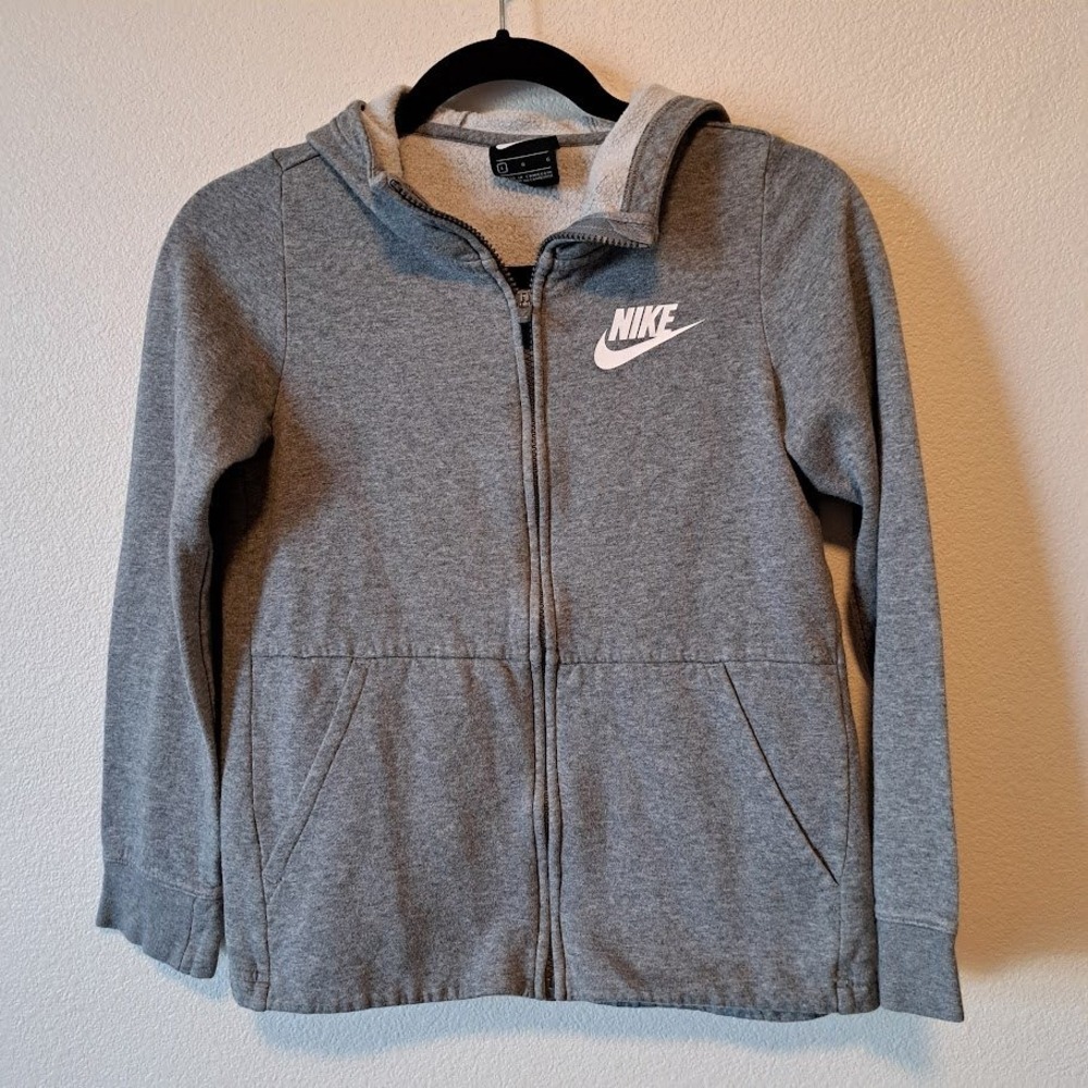 Nike Kids Sportswear Full Zip Hoodie Heather Grey‎ Fleece Sweatshirt Large L